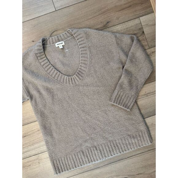 Open Edit Womens V-Neck Tunic Sweater Size M Medium Soft Beige Coffee - Picture 3 of 3